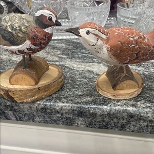 L’oisellerie Trois-Saumons Handcrafted Bird Figurines - Brown and White